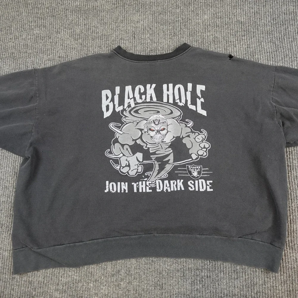 Vintage Oakland Raiders Sweatshirt Mens 3XL Black NFL Mickey Unlimited 90s - Picture 8 of 14